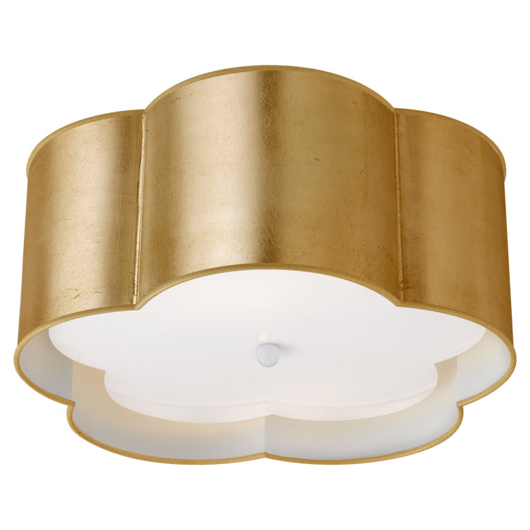 Gold and White Glass Flower Flush Mount Ceiling Light