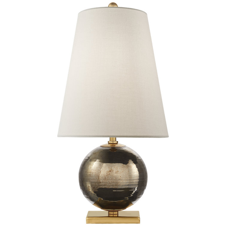 Black Pearl Adjustable Outdoor Table Lamp with Cream Linen Shade
