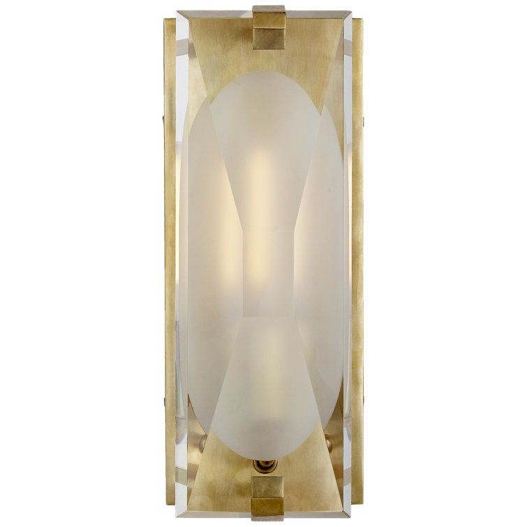 Soft Brass Outdoor Dimmable Bath Sconce with Glass Panel