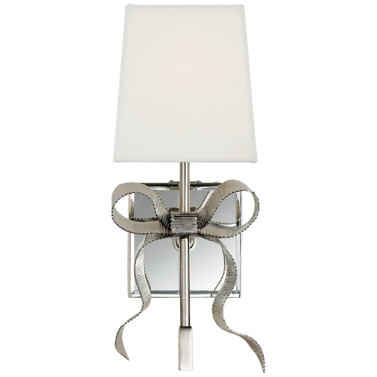 Ellery Gros-Grain 13.5" Polished Nickel Wall Sconce with Cream Shade