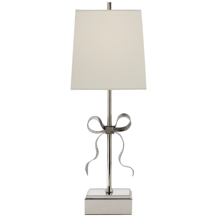 Ellery Polished Nickel Outdoor Table Lamp with Cream Shade