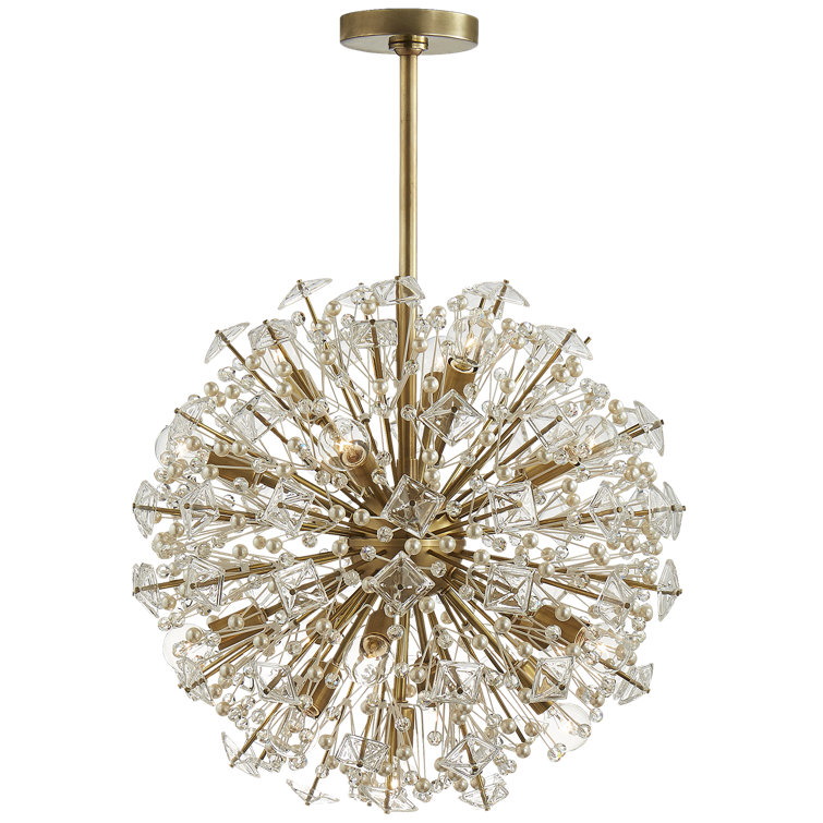 Dickinson Medium Brass and Crystal 17-Light Chandelier