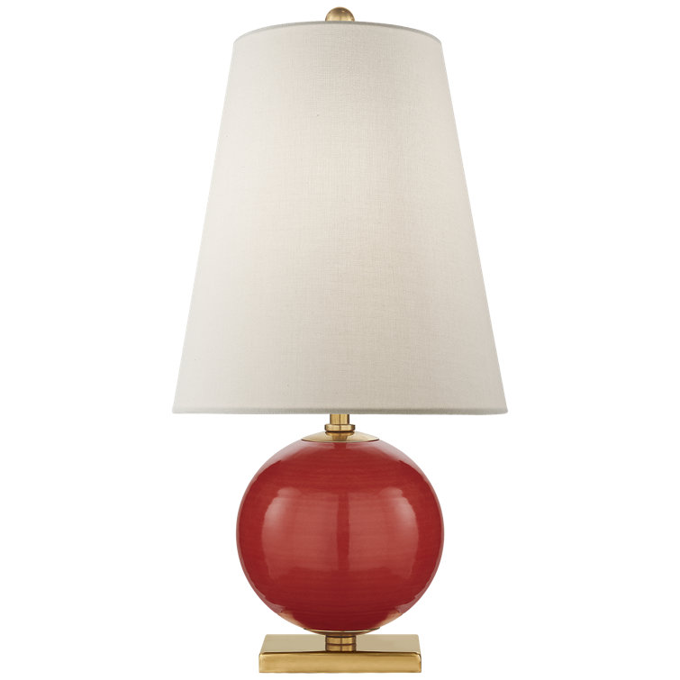 Maraschino Red Ceramic Mini Table Lamp with Gold Accents