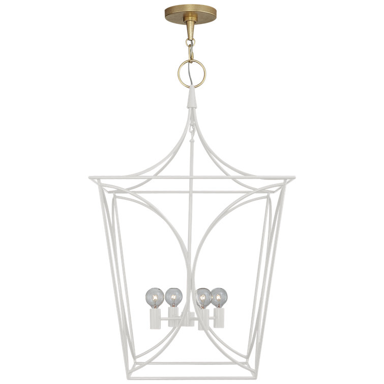 Cavanagh Light Cream Globe Metal Lantern Pendant, 32" Height