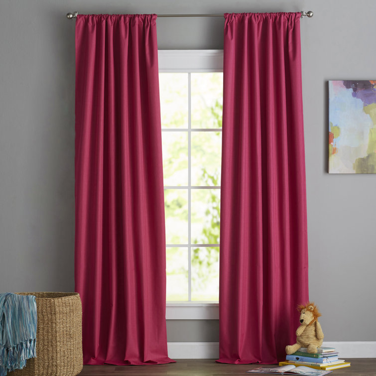 Raspberry Sill Length Polyester Blackout Curtain Panel
