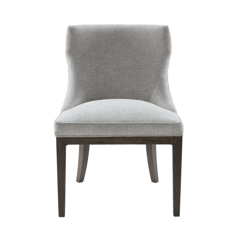 Set of 2 Gray Upholstered Walnut Dining Side Chairs