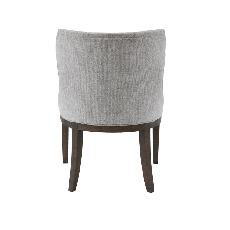 Set of 2 Gray Upholstered Walnut Dining Side Chairs