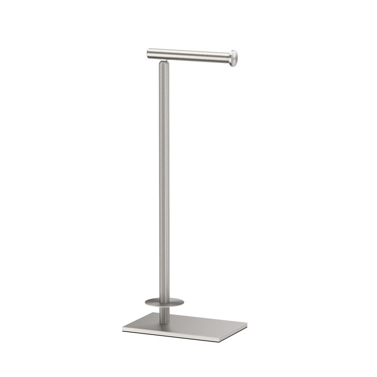 Satin Nickel Freestanding Toilet Paper Holder with Storage