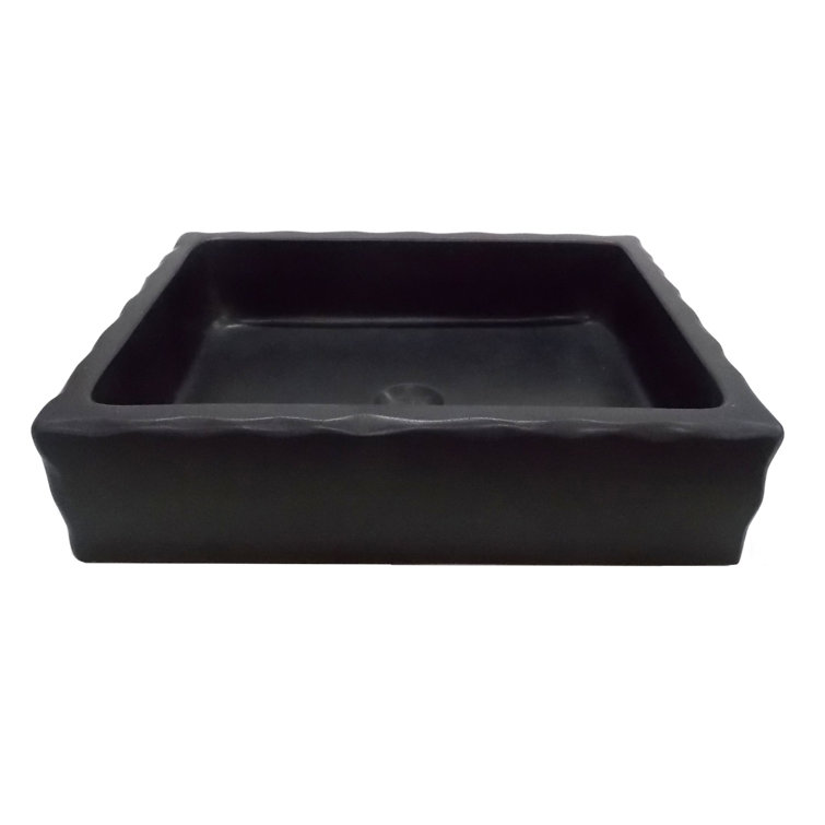 Eden Bath 20'' Black Stone Rectangular Vessel Sink