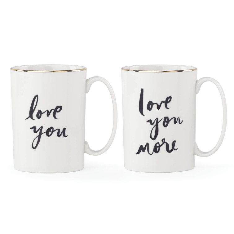 White Ceramic Bridal Party Mug Set with Gold Trim