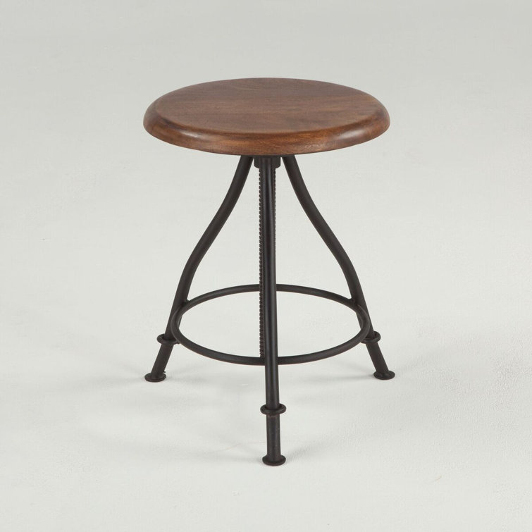Artezia Adjustable Swivel Bar Stool in Black Metal and Walnut