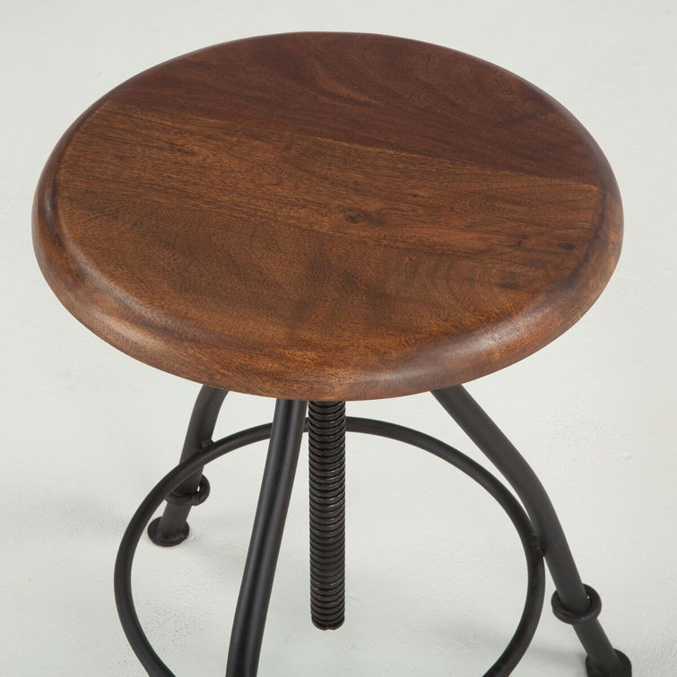 Artezia Adjustable Swivel Bar Stool in Black Metal and Walnut