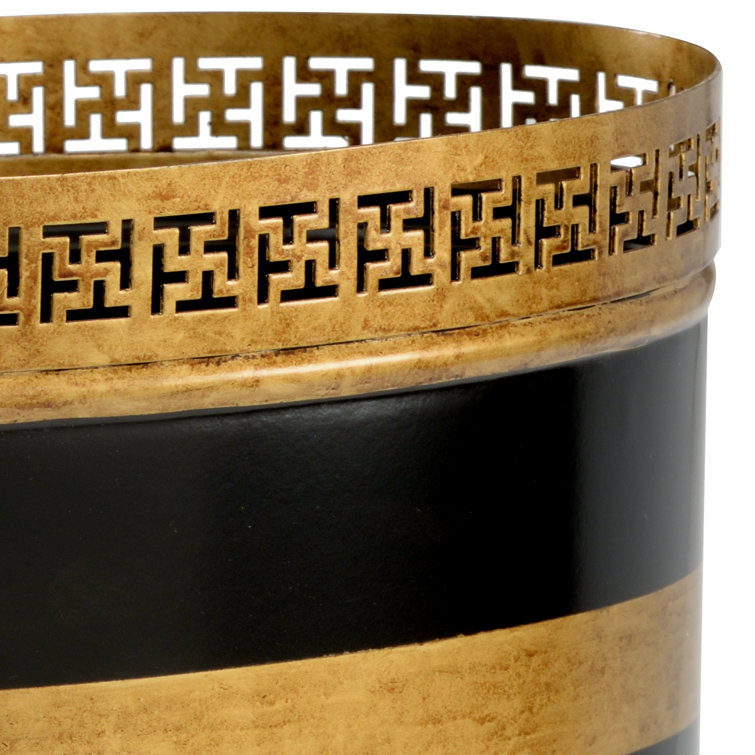 Black and Gold Half-Circle Iron Waste Basket
