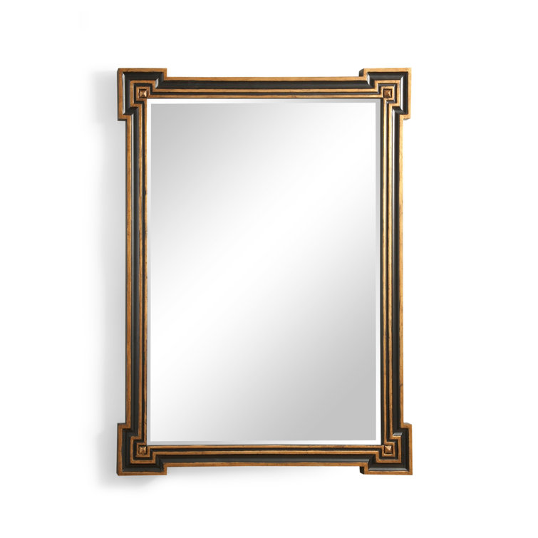 Rectangular Black and Gold Wooden Wall Mirror