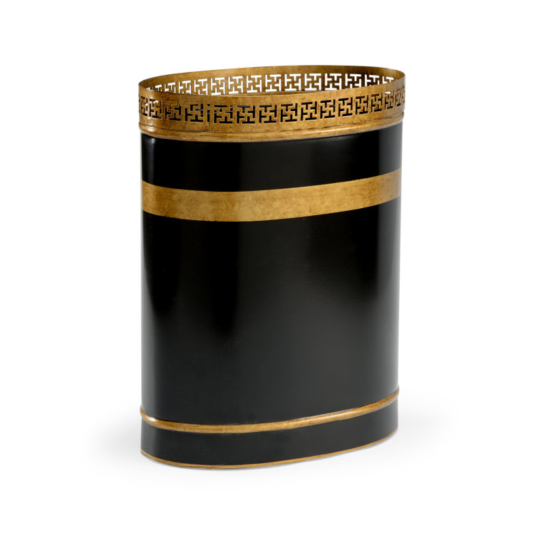 Black and Gold Half-Circle Iron Waste Basket