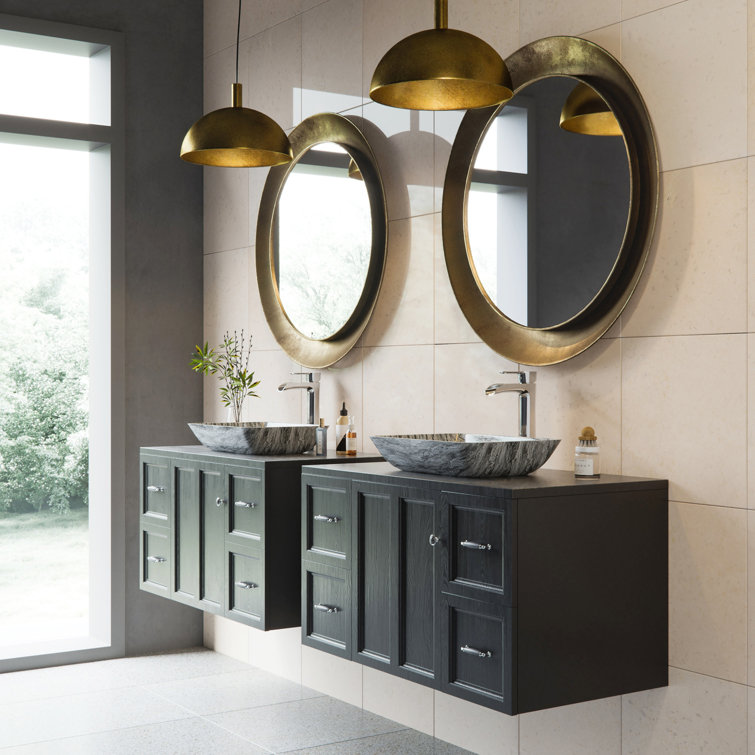 Slate Grey Rectangular Glass Vessel Bathroom Sink