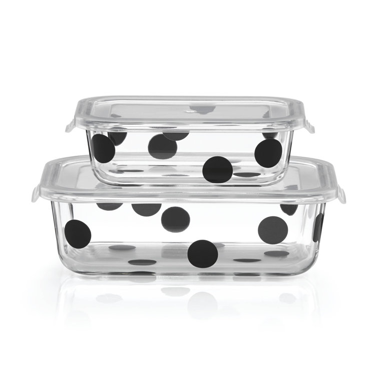 Deco Dot Chic Black Glass Food Storage Set, 2.65L, Set of 2