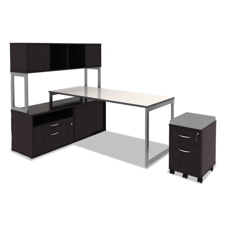 Espresso Woodgrain Mobile Lockable 2-Drawer Pedestal