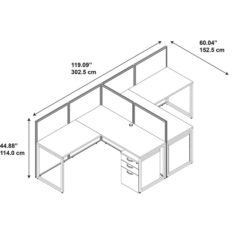 Mocha Cherry L-Shaped 2-Person Workstation with Storage
