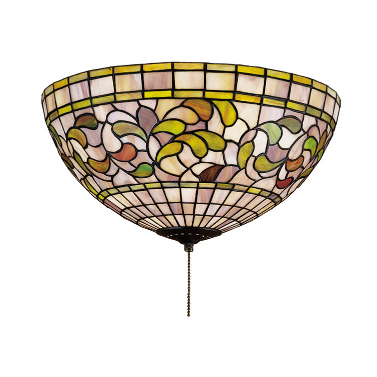 Autumn Gold 3-Light Mahogany Bronze Tiffany Glass Flush Mount