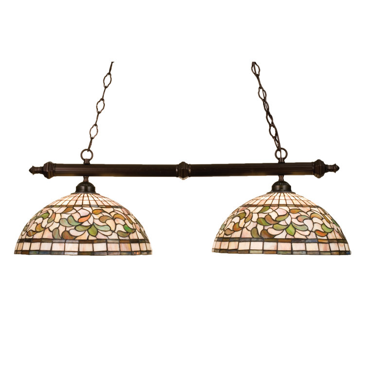 Autumn Gold and Moss Green 2-Light Tiffany Island Pendant