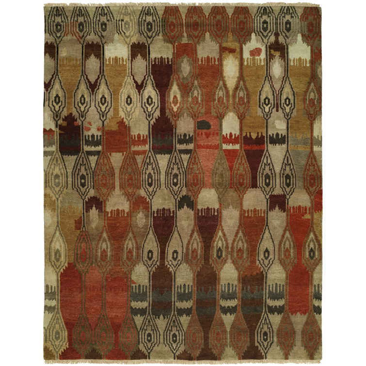Hand-Knotted Wool Southwestern Area Rug with Tassels, 2' x 3'