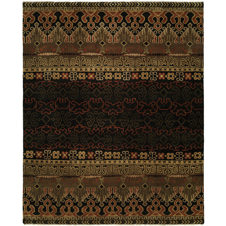 Hand-Knotted Black Wool Southwestern Area Rug, 2' x 3'
