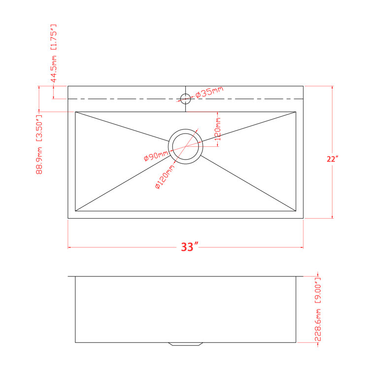 33-Inch Brushed Stainless Steel Single Bowl Kitchen Sink