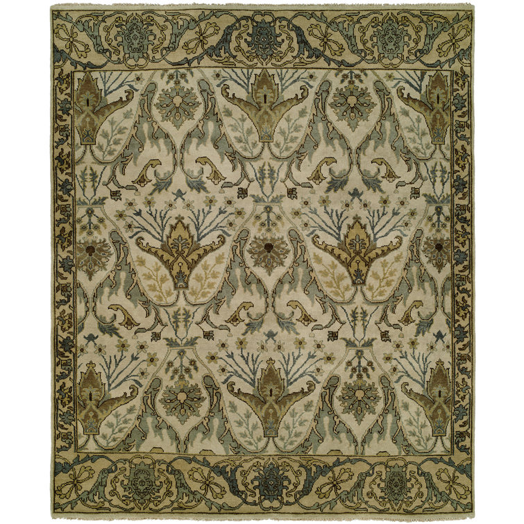Hand-Knotted Light Blue Wool Area Rug with Tassels, 2' x 3'