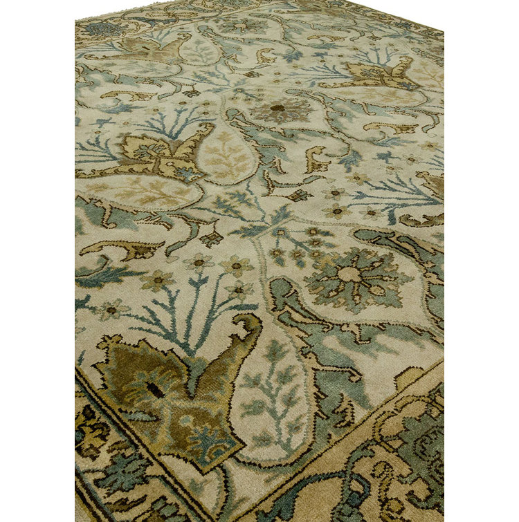 Hand-Knotted Light Blue Wool Area Rug with Tassels, 2' x 3'