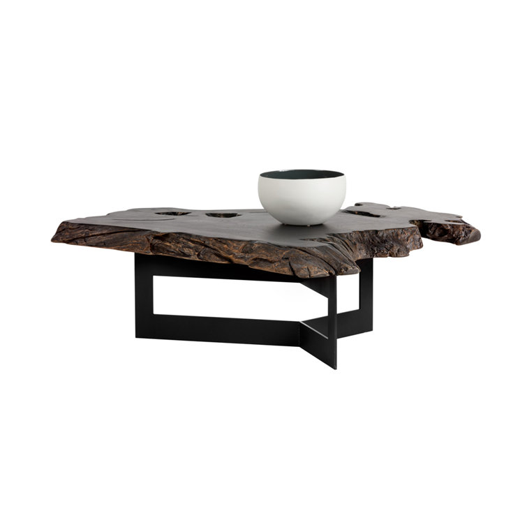 Wyatt Black Teak Root and Steel Outdoor Coffee Table
