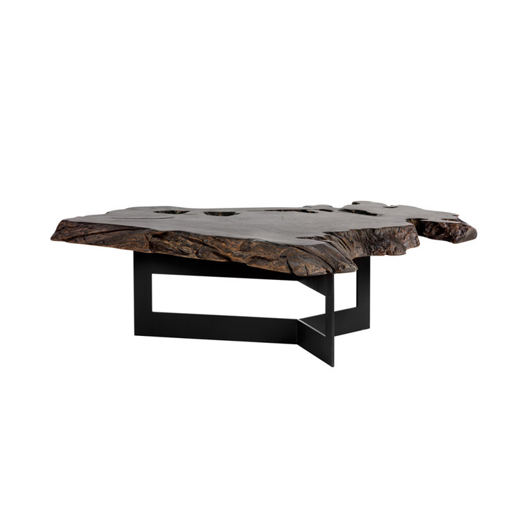 Wyatt Black Teak Root and Steel Outdoor Coffee Table