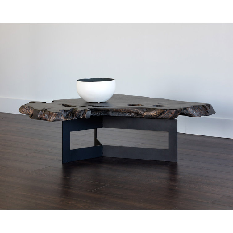 Wyatt Black Teak Root and Steel Outdoor Coffee Table
