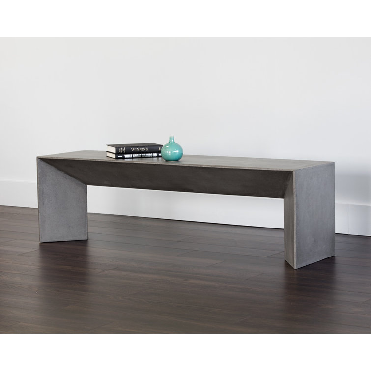 Nomad Contemporary 55'' Gray Marble Look Concrete Bench