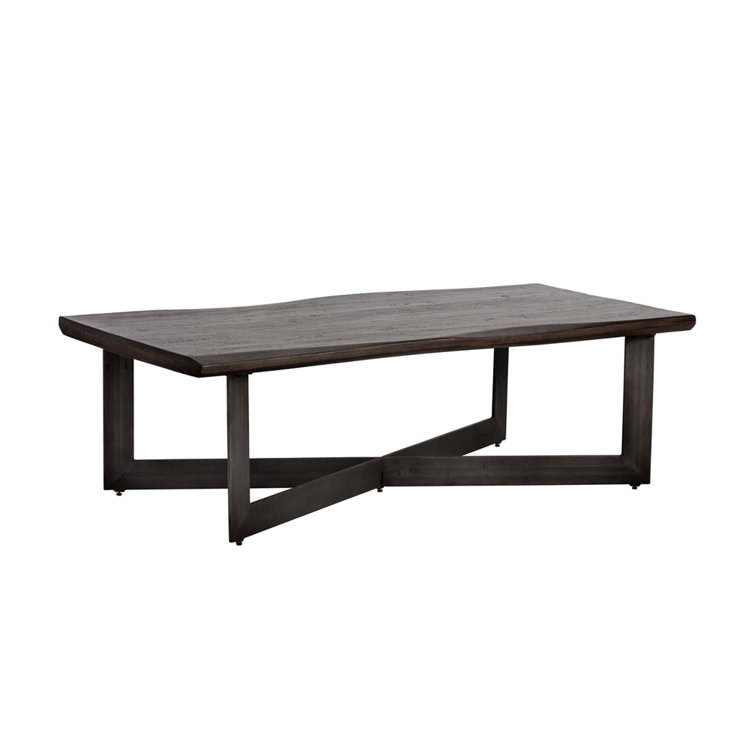 Metivier 56'' Brown Walnut & Bronze Steel Outdoor Coffee Table