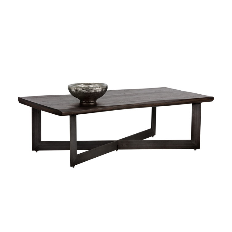 Metivier 56'' Brown Walnut & Bronze Steel Outdoor Coffee Table