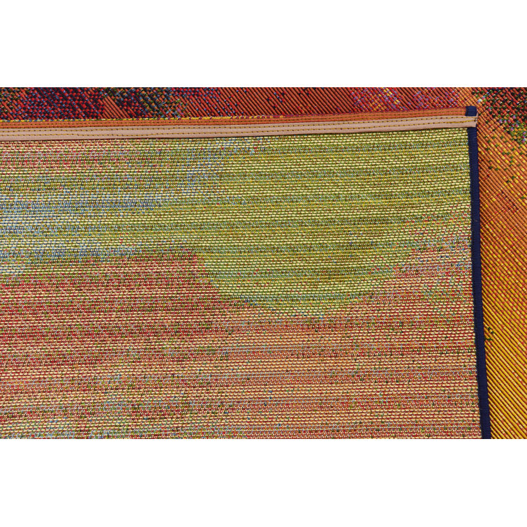Vibrant Abstract Multi-Color 6' Square Outdoor Synthetic Rug