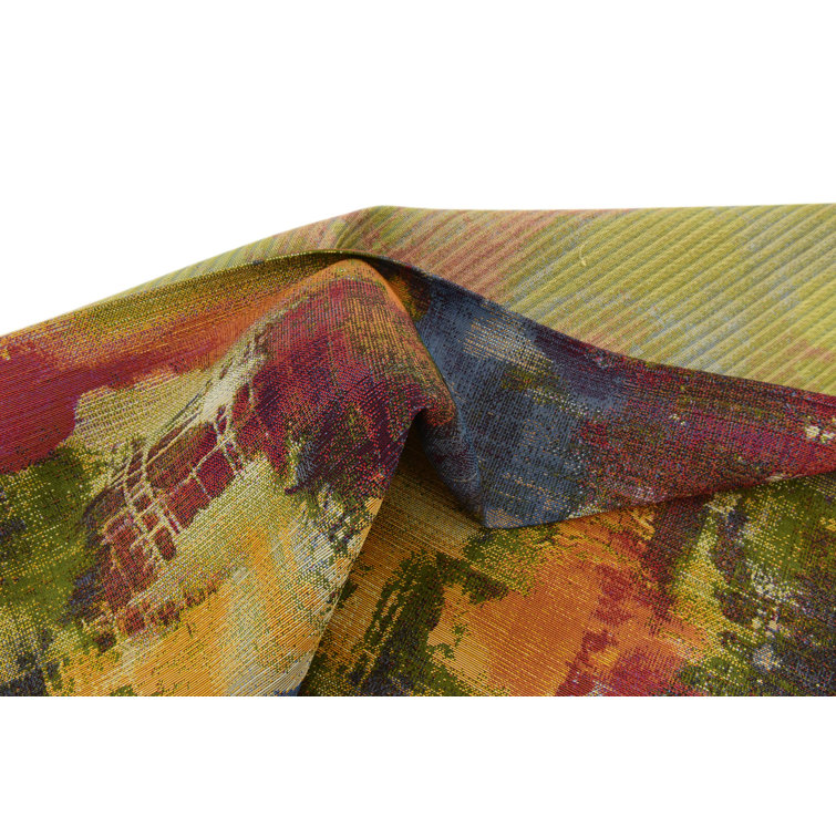Vibrant Abstract Multi-Color 6' Square Outdoor Synthetic Rug