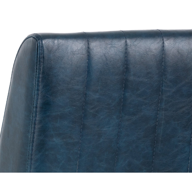 Vintage Blue Faux Leather Counter Stool with Bronze Frame