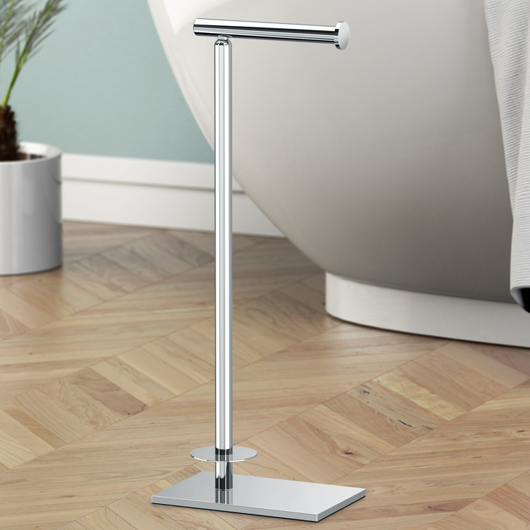 Chrome Freestanding Toilet Paper Holder with Storage