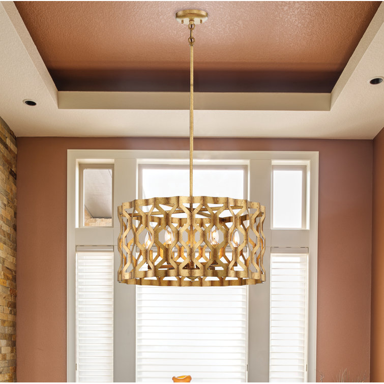 Pandora Gold Leaf 5-Light Indoor/Outdoor Drum Chandelier
