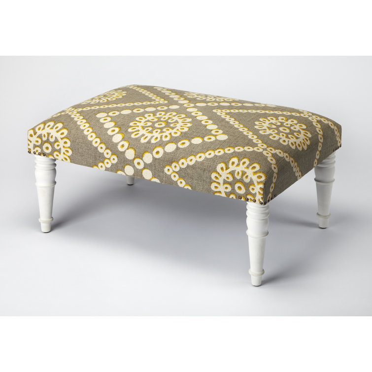 Lucinda Multicolor Upholstered Mango Wood Cocktail Ottoman