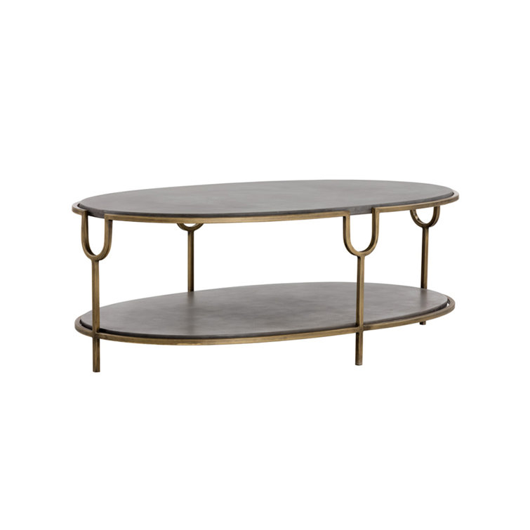 Arya Contemporary Oval Gray Coffee Table with Storage