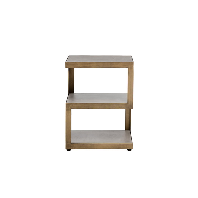 Solterra 18'' Square Concrete and Antique Brass Modern End Table