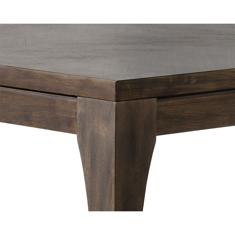 Chevron Smoked Acacia Wood Rectangular Dining Table with Brass Nickel Caps