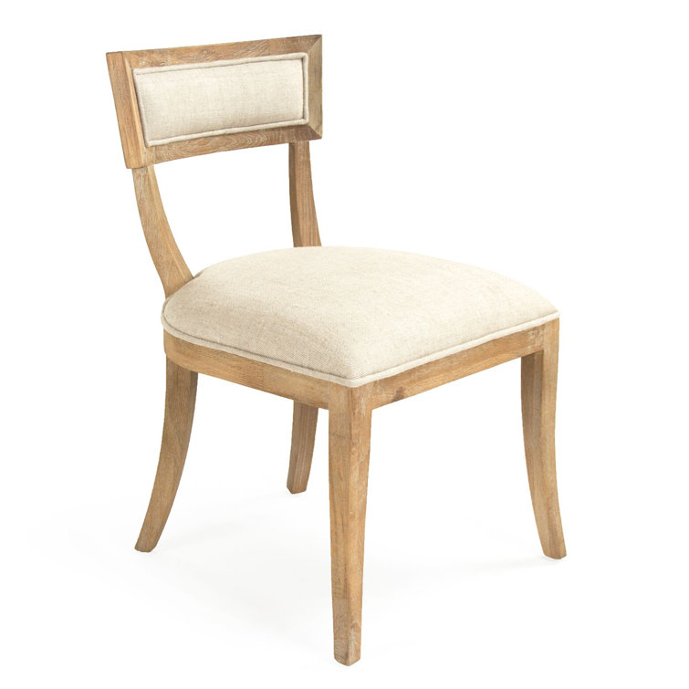 Natural Cream Linen Upholstered Cane Back Side Chair
