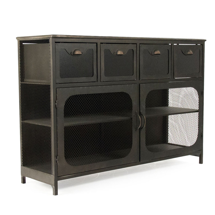 Slate Grey 48'' Industrial Metal Console with Storage
