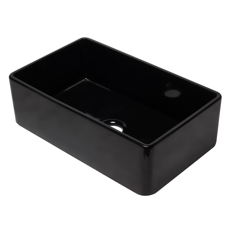 32.63'' Black Fireclay Single Bowl Farmhouse Kitchen Sink