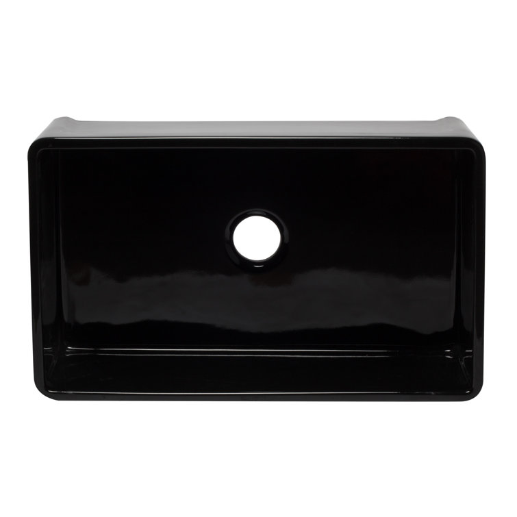 32.63'' Black Fireclay Single Bowl Farmhouse Kitchen Sink