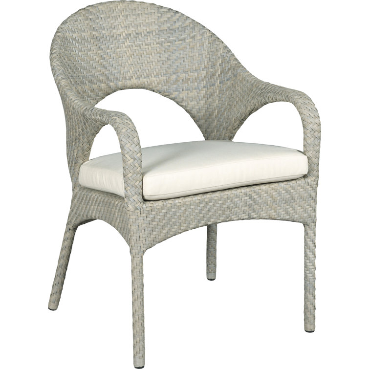 Floral Gray Wicker Dining Chair with Sunbrella Cushion